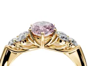 Cluster Engagement Ring Setting for Fancy Pink Marquise Center with Round Cut Accent Frame and Prong Head in Yellow Gold