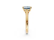 Solitaire Engagement Ring Setting for Fancy Blue Princess Cut Center with Cathedral Band and Prong Head in Yellow Gold