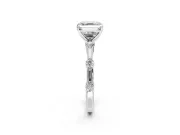 Solitaire Engagement Ring Setting for Asscher Cut Center with Bezel Station Band and Prong Head in Sterling Silver