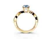 Crossover Engagement Ring Setting for Fancy Blue Oval Center with Pave and Plain Strands and Prong Head in Yellow Gold