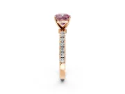 Open Basket Engagement Ring Setting for Fancy Pink Cushion Cut Center with Pave Band and Prong Head in Rose Gold