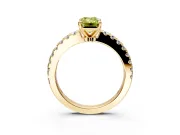 Solitaire Engagement Ring Setting for Fancy Yellow Emerald Cut Center with Single Row Accent Band and Prong Head in Yellow Gold