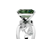 Solitaire Engagement Ring Setting for Fancy Green Emerald Cut Center with Criss-Cross Accent Band and Prong Head in Platinum