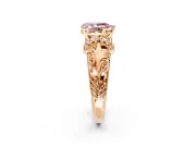 Solitaire Engagement Ring Setting for Fancy Pink Pear-Shaped Center with Filigree Accent Basket and Prong Head in Rose Gold