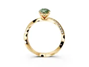 Side Accent Engagement Ring Setting for Fancy Green Pear-Shaped Center with Accent Shoulders and Prong Head in Yellow Gold