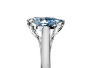 Solitaire Engagement Ring Setting for Fancy Blue Pear-Shaped Center with Cathedral Band and Prong Head in Platinum