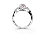 3 Stone Engagement Ring Setting for Fancy Pink Oval Center with Large Pear-Shaped Accents and Prong Head in Sterling Silver