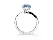 Solitaire Engagement Ring Setting for Fancy Blue Cushion Cut Center with Plain Band and Tulip Prong Head in White Gold