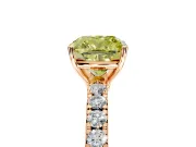 Solitaire Engagement Ring Setting for Fancy Yellow Cushion Cut Center with Large Accent Band and Prong Head in Rose Gold