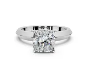 Solitaire Engagement Ring Setting for Cushion Cut Center with Wide Knife Ridge Band and Prong Head in Sterling Silver