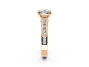 Solitaire Engagement Ring Setting for Princess Cut Center with Channel Band and Double Claw Prong Head in Rose Gold