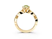 Solitaire Engagement Ring Setting for Fancy Yellow Marquise Center with Carved Leaf Shoulders and Prong Head in Yellow Gold