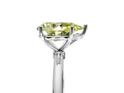 Solitaire Engagement Ring Setting for Fancy Yellow Pear-Shaped Center with Straight Thin Band and Prong Head in Platinum