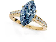 Solitaire Engagement Ring Setting for Fancy Blue Marquise Center with Crossover Accents and Prong Head in Yellow Gold