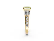 Channel-Set Engagement Ring Setting for Fancy Yellow Radiant Cut Center with Baguette Band and Prong Head in Yellow Gold