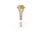 Halo Engagement Ring Setting for Fancy Yellow Round Cut Center with Pave Split Shank and Prong Head in Rose Gold