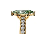 Solitaire Engagement Ring Setting for Fancy Green Marquise Center with Engraved Pave Band and Prong Head in Yellow Gold