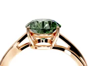 Solitaire Engagement Ring Setting for Fancy Green Round Cut Center with Plain Bypass Twist Band and Prong Head in Rose Gold
