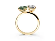 Fancy Green Heart-Shaped and Emerald Cut Lab-Grown Diamond Toi et Moi Engagement Ring with Prong-Set Stones in Yellow Gold