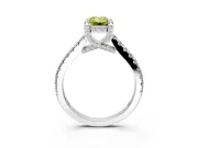 Solitaire Engagement Ring Setting for Fancy Yellow Emerald Cut Center with Widening Pave Band and Claw Prong Head in Platinum