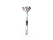 Solitaire Engagement Ring Setting for Fancy Pink Heart-Shaped Center with Narrow Cathedral Band and Prong Head in Platinum