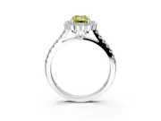 Milgrain Floral Halo Engagement Ring Setting for Fancy Yellow Emerald Cut Center with Pave Band and Prong Head in Platinum