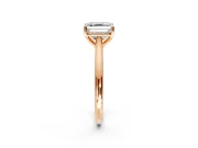Solitaire Engagement Ring Setting for Asscher Cut Center with Narrow Cathedral Band and Prong Head in Rose Gold