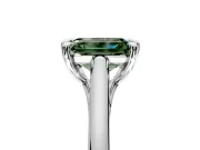 Solitaire Engagement Ring Setting for Fancy Green Emerald Cut Center with Cathedral Band and Prong Head in Sterling Silver