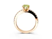 Solitaire Engagement Ring Setting for Fancy Yellow Cushion Cut Center with Single Row Accent Band and Prong Head in Rose Gold