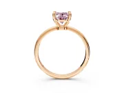 Minimalist Solitaire Engagement Ring Setting for Fancy Pink Oval Center with Thin Band and Prong Head in Rose Gold