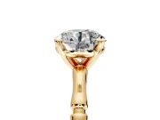 Solitaire Engagement Ring Setting for Round Cut Center with Bamboo Band and Prong Head in Yellow Gold