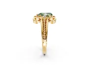 Solitaire Engagement Ring Setting for Fancy Green Pear-Shaped Center with Twisted Band and Scroll Prong Head in Yellow Gold