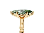 Solitaire Engagement Ring Setting for Fancy Green Marquise Center with Bamboo Band and Prong Head in Yellow Gold