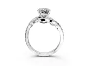 Solitaire Engagement Ring Setting for Radiant Cut Center with Pave Bypass Twist Band and Prong Head in Sterling Silver