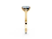 Solitaire Engagement Ring Setting for Fancy Blue Princess Cut Center with Tapered Shoulders and Prong Head in Yellow Gold