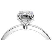Solitaire Engagement Ring Setting for Emerald Cut Center with Thin Rounded Plain Band and Prong Head in Platinum