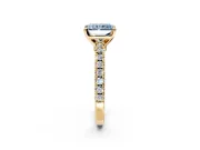 Solitaire Engagement Ring Setting for Fancy Blue Radiant Cut Center with Single Row Accent Band and Prong Head in Yellow Gold