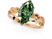Leaf Engagement Ring Setting for Fancy Green Marquise Center with Milgrain Accent Band and Prong Head in Rose Gold