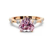 Solitaire Engagement Ring Setting for Fancy Pink Heart-Shaped Center with Bezel Station Band and Prong Head in Rose Gold