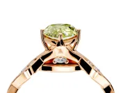 Solitaire Engagement Ring Setting for Fancy Yellow Pear-Shaped Center with Accented Twist Band and Leaf Prong Head in Rose Gold
