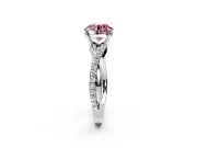 Crossover Engagement Ring Setting for Fancy Pink Round Cut Center with Pave and Plain Strands and Prong Head in Sterling Silver