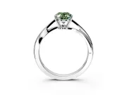 Solitaire Engagement Ring Setting for Fancy Green Oval Center with Plain Bypass Twist Band and Prong Head in White Gold