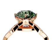 Solitaire Engagement Ring Setting for Fancy Green Round Cut Center with Accented Twist Band and Leaf Prong Head in Rose Gold