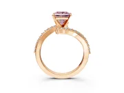 Solitaire Engagement Ring Setting for Fancy Pink Princess Cut Center with Pave Bypass Swirl Band and Prong Head in Rose Gold