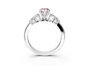 Leaf Cluster Engagement Ring Setting for Fancy Pink Pear-Shaped Center with Marquise Accents and Prong Head in Platinum
