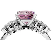 Cluster Engagement Ring Setting for Fancy Pink Princess Cut Center with 2-Row Shoulder Clusters and Prong Head in White Gold