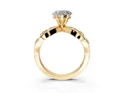 Solitaire Engagement Ring Setting for Heart-Shaped Center with Criss-Cross Accent Band and Prong Head in Yellow Gold