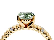 Rope Engagement Ring Setting for Fancy Green Oval Center with Accent Shoulders and Prong Head in Yellow Gold