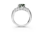 Cluster Engagement Ring Setting for Fancy Green Heart-Shaped Center with Round Cut Accent Frame and Prong Head in Platinum