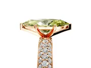 Solitaire Engagement Ring Setting for Fancy Yellow Marquise Center with Domed Multi-Row Pave Band and Prong Head in Rose Gold